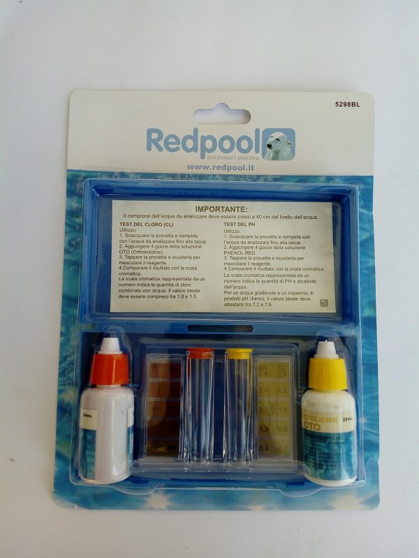 Mini kit test a gocce misurazione cloro e pH acqua della piscina